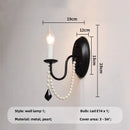French black e14 candle chandelier pearl crystal living room light