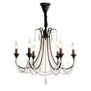 French black e14 candle chandelier pearl crystal living room light