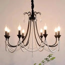 French black e14 candle chandelier pearl crystal living room light