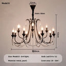 French black e14 candle chandelier pearl crystal living room light