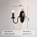 French black e14 candle chandelier pearl crystal living room light