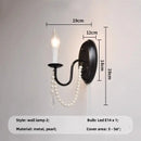 French black e14 candle chandelier pearl crystal living room light