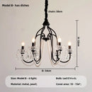 French black e14 candle chandelier pearl crystal living room light