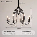 French black e14 candle chandelier pearl crystal living room light