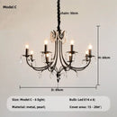 French black e14 candle chandelier pearl crystal living room light