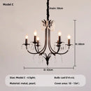 French black e14 candle chandelier pearl crystal living room light