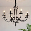 French black e14 candle chandelier pearl crystal living room light