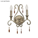 French country aged silver wall lamp with crystal deco dining room