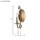 French country brass finish sconce light bedroom crystal wall lamp