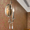 French country brass finish sconce light bedroom crystal wall lamp