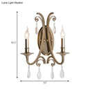 French country brass finish sconce light bedroom crystal wall lamp