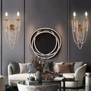 French country brushed brass clear crystal wall lamp bedroom sconce