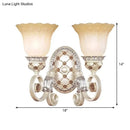 French country gold wall sconce with opaline glass – living room