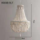 French country wood bead chandelier for bedroom or dining room