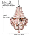 French country wood bead chandelier for bedroom or dining room