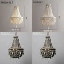 French country wood bead chandelier for bedroom or dining room