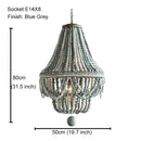 French country wood bead chandelier for bedroom or dining room
