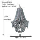 French country wood bead chandelier for bedroom or dining room