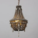 French country wood bead chandelier for bedroom or dining room