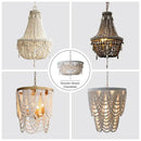 French country wood bead chandelier for bedroom or dining room