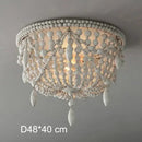 French country wood bead chandelier for bedroom or dining room