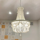 French country wood bead chandelier for bedroom or dining room