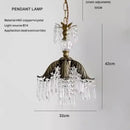 French countryside brass leaf crystal pendant light bedroom chandelier