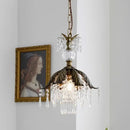 French countryside brass leaf crystal pendant light bedroom chandelier
