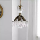 French countryside brass leaf crystal pendant light bedroom chandelier