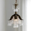 French countryside brass leaf crystal pendant light bedroom chandelier