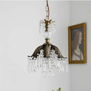 French countryside brass leaf crystal pendant light bedroom chandelier