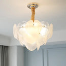 French cream crystal chandelier living room white petal glass light
