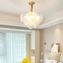 French cream crystal chandelier living room white petal glass light