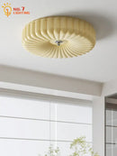 French cream wind ribbed glass ceiling lamp bedroom chrome fixture