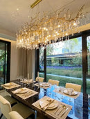 French crystal chandelier gold branch light dining room