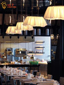 French design led pleated fabric pendant lights for dining room
