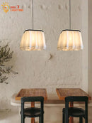French design led pleated fabric pendant lights for dining room