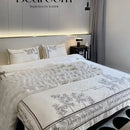 French embroidered cotton bedding set cream & black bedroom decor