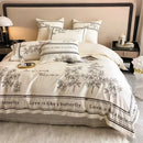French embroidered cotton bedding set cream & black bedroom decor