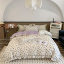 French floral bedding set – cream & brown ruffled bedroom decor
