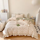 French floral bedding set – cream & brown ruffled bedroom decor