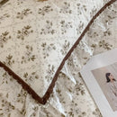 French floral bedding set – cream & brown ruffled bedroom decor