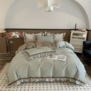 French floral bedding set – cream & brown ruffled bedroom decor