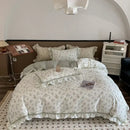 French floral bedding set – cream & brown ruffled bedroom decor