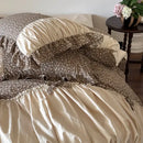 French floral washed cotton bedding set beige & brown bedroom ruffles