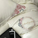 French flowers embroidery cream & pink bedding set bedroom luxury cotton