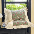 French flowers lace ruffles cream bedding set bedroom decor