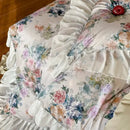 French flowers lace ruffles satin bedding set bedroom decor