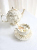 French garden cream floral ceramic tea cup and saucer dining room set