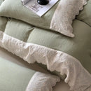 French lace cotton mint green & white bedding set bedroom duvet